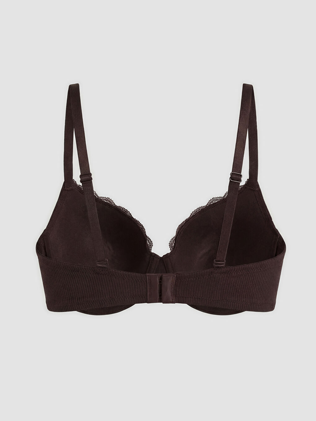 Kahverengi Balenli Dolgusuz Dantelli Tişört Sütyen-1