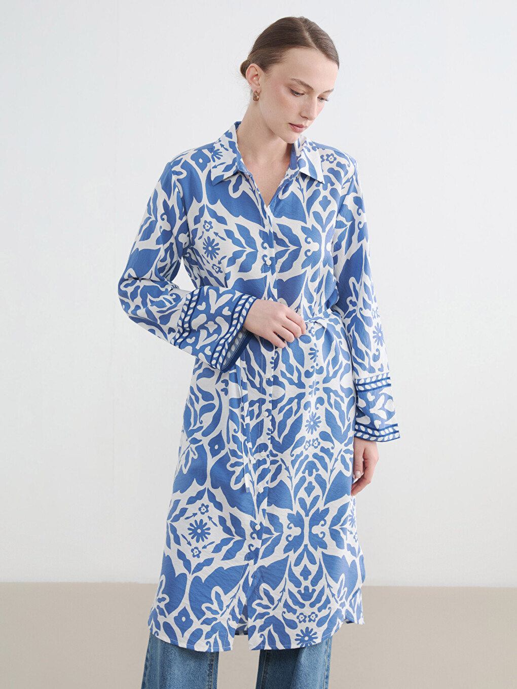Patterned Oversize Women's Shirt Tunic