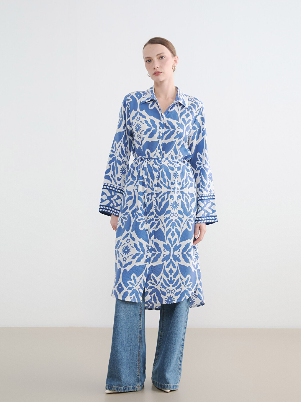 Patterned Oversize Women's Shirt Tunic-1