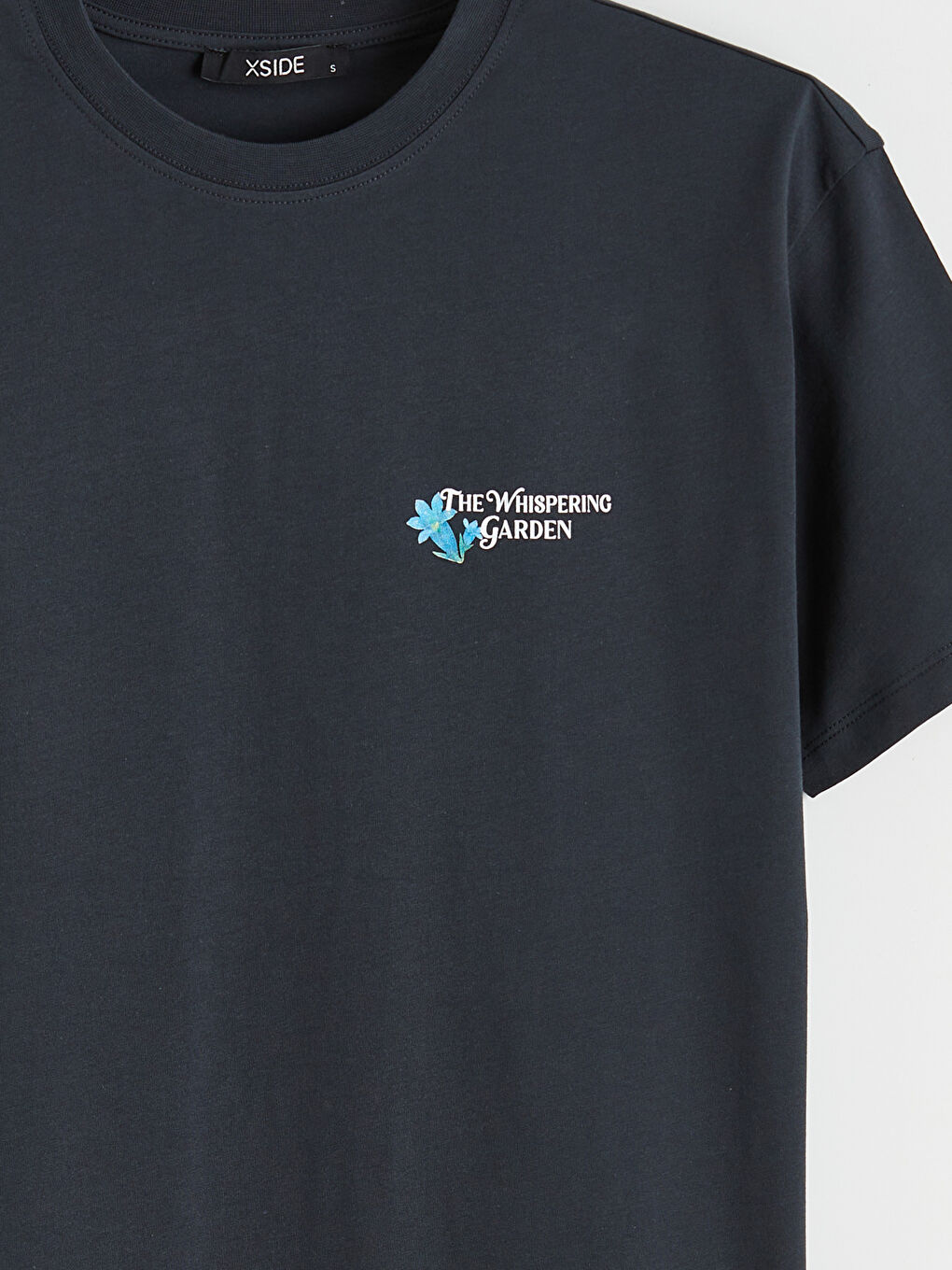 Antrasit Bisiklet Yaka Baskılı Kadın Tişört-5