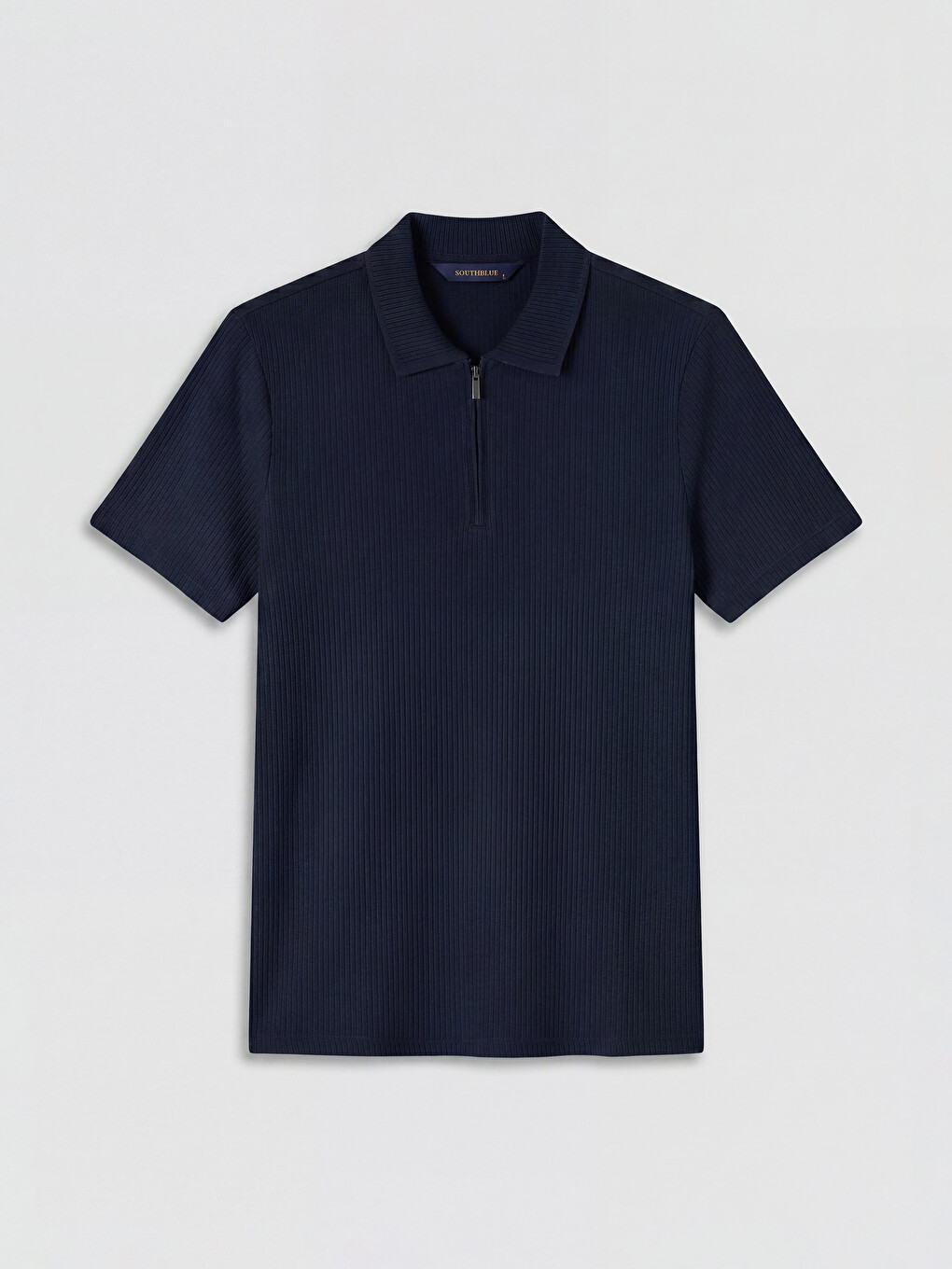 Lacivert Standart Fit Fermuarlı Polo Yaka Erkek Tişört-4