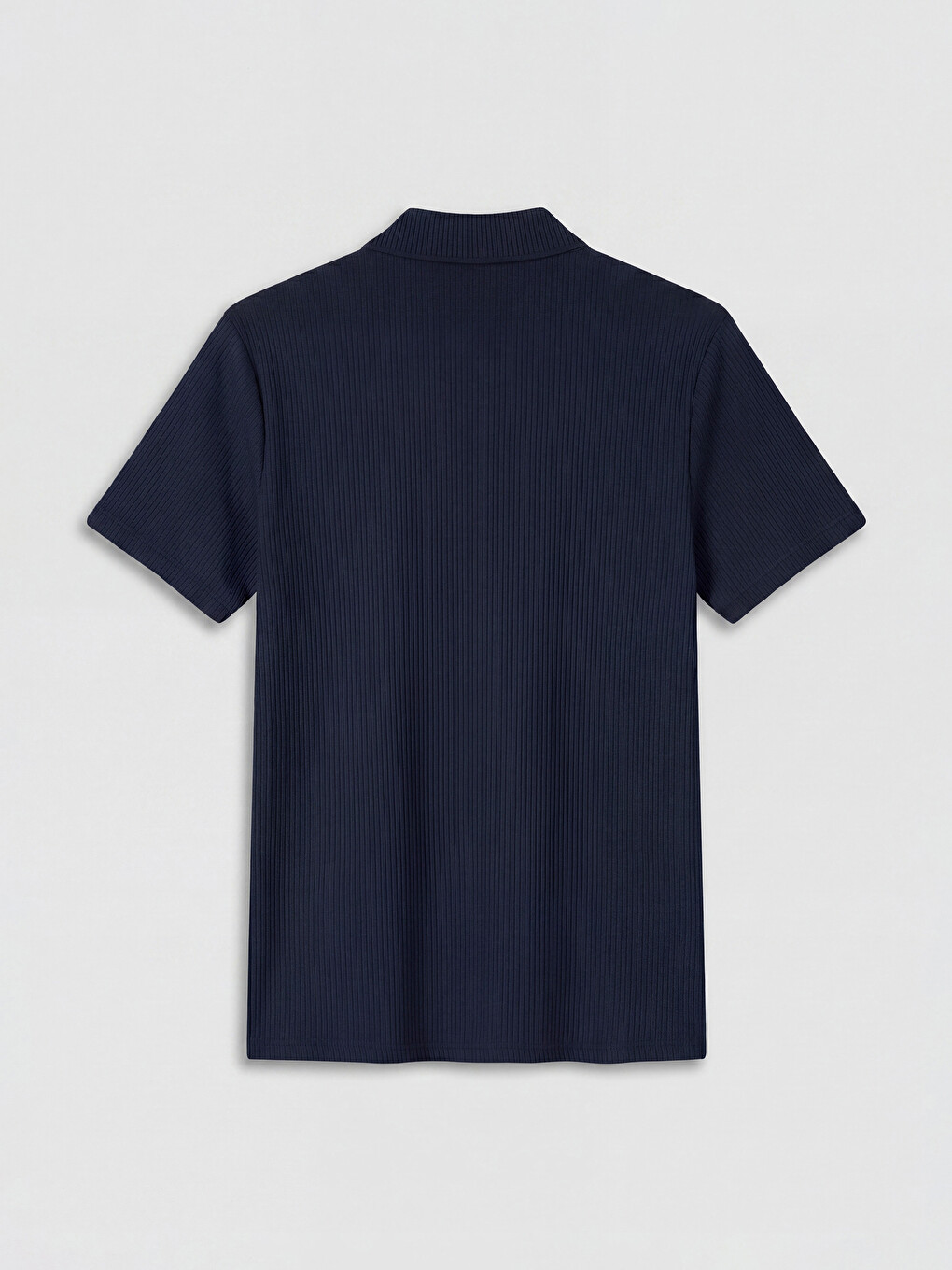 Lacivert Standart Fit Fermuarlı Polo Yaka Erkek Tişört-5