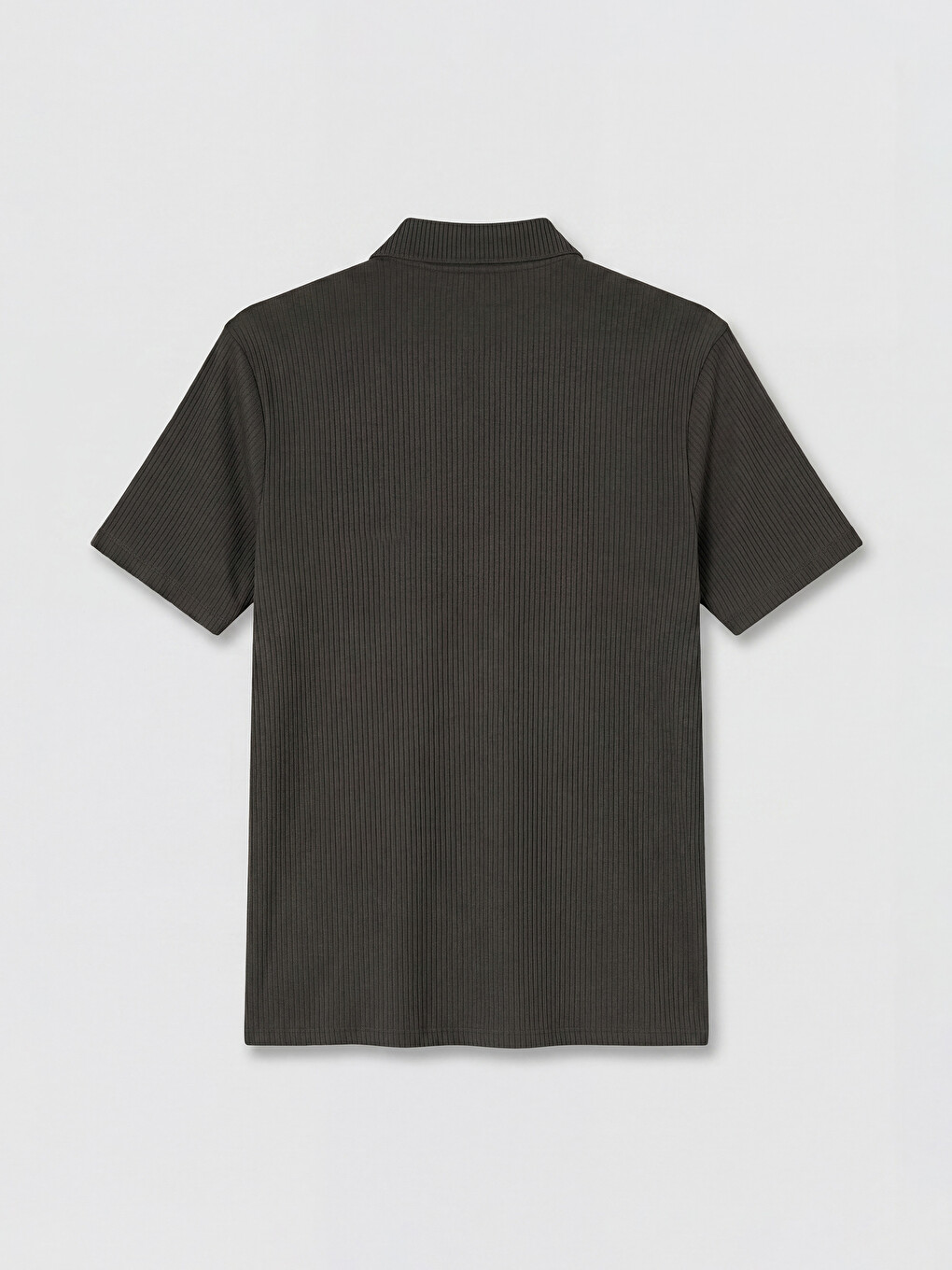 Haki Polo Yaka Fitilli Erkek Tişört-5