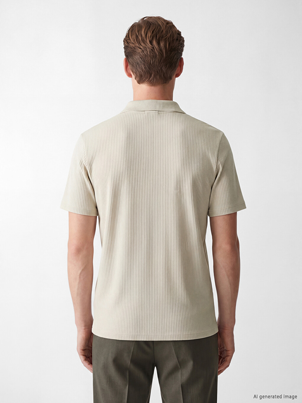 Bej Regular Fit Polo Yaka Triko Erkek Tişört-3