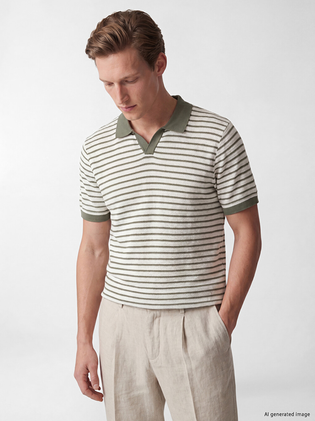 Polo Collar Striped Men's T-Shirt