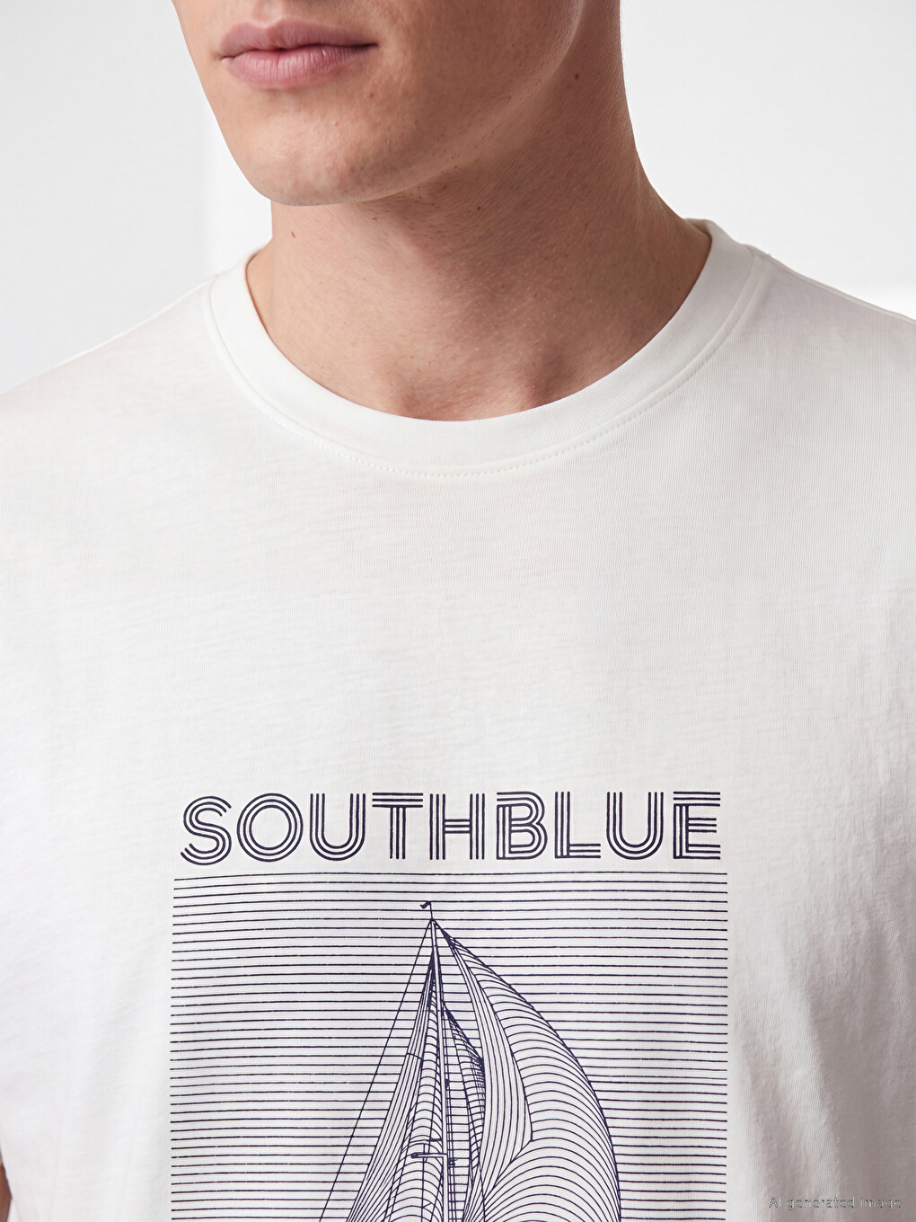 Crew Neck Sailboat Printed Men's T-shirt-2