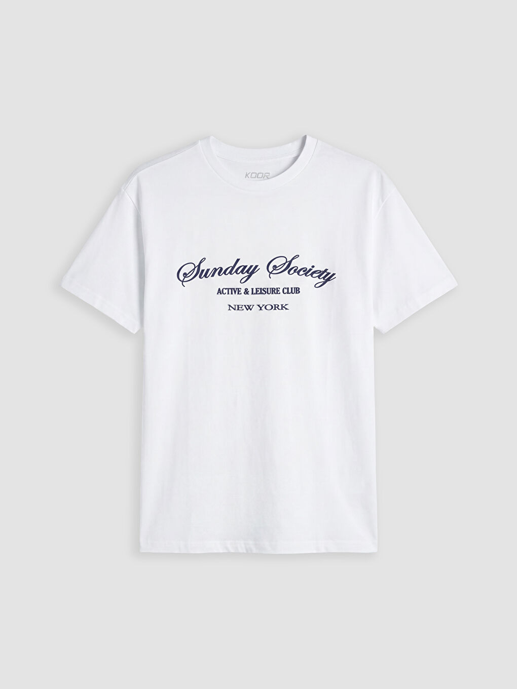 Beyaz Baskılı Kadın Oversize Spor Tişört-1