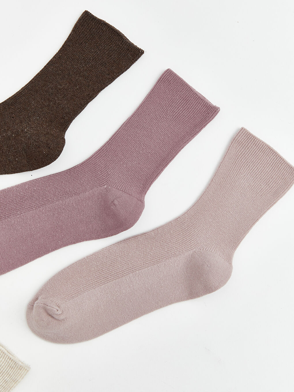 Kahverengi Kadın Düz Soket Çorap 5'li-1