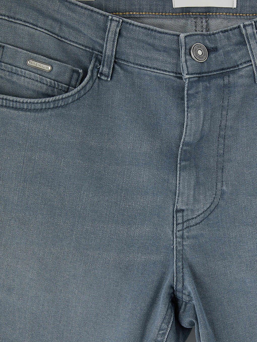 Gri Slim Fit Erkek Jean Şort-2