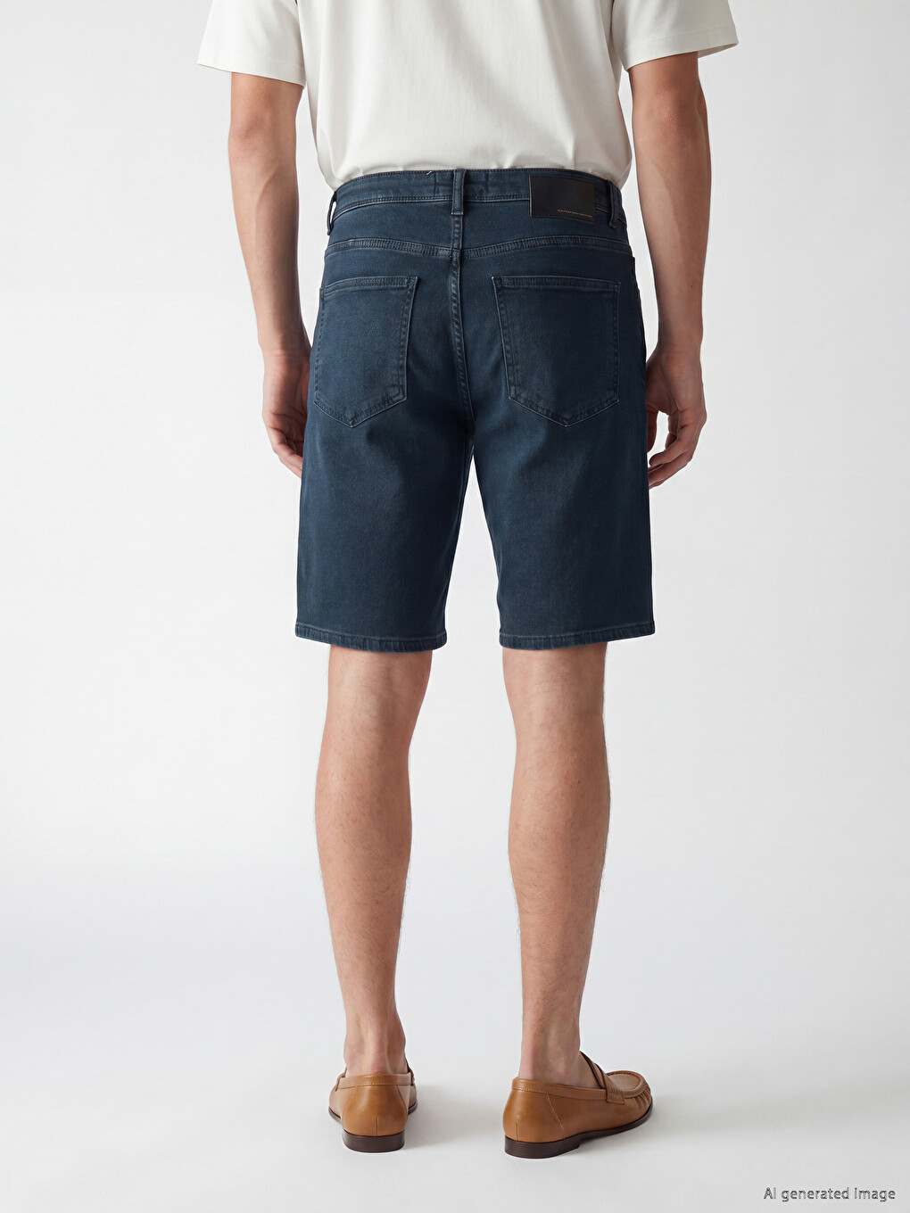 İndigo Slim Fit Erkek Jean Şort-3