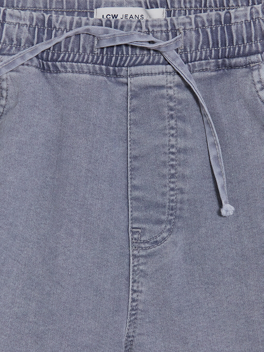 Gri Regular Fit Beli Lastikli Erkek Jean Şort-1