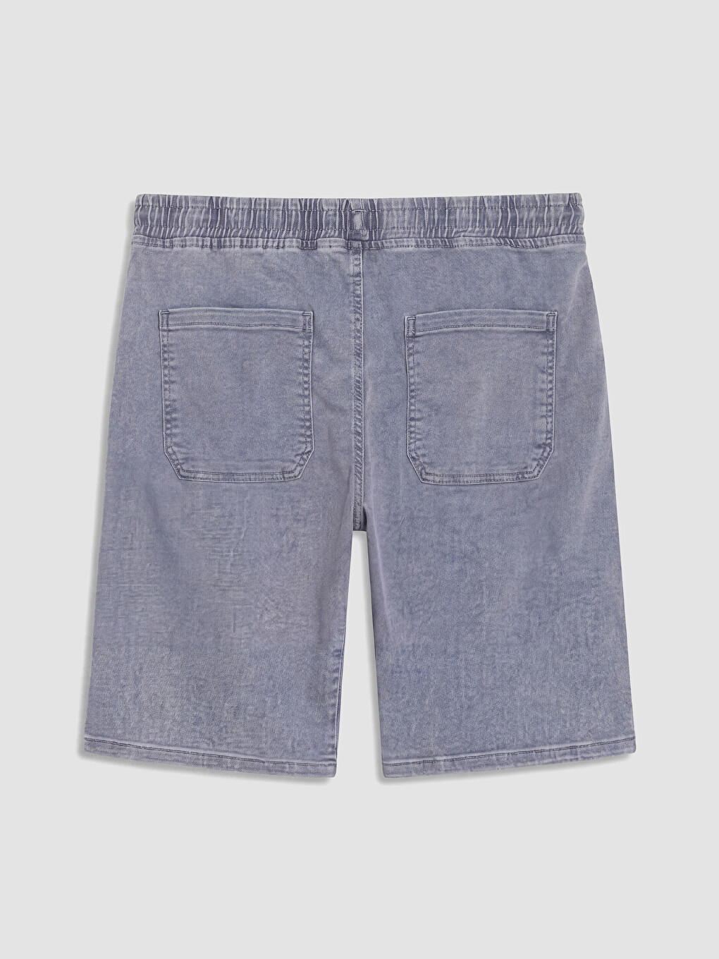 Gri Regular Fit Beli Lastikli Erkek Jean Şort-2