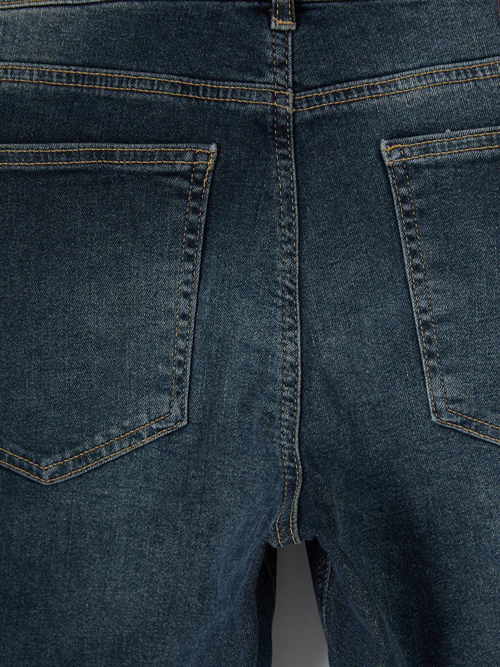 Yeşil Slim Fit Erkek Jean Şort-4