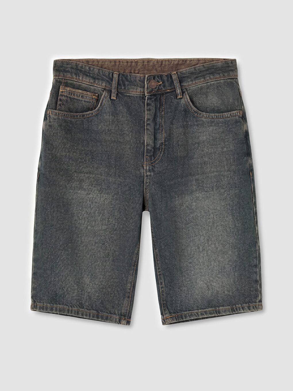 Yeşil Regular Fit Erkek Jean Şort
