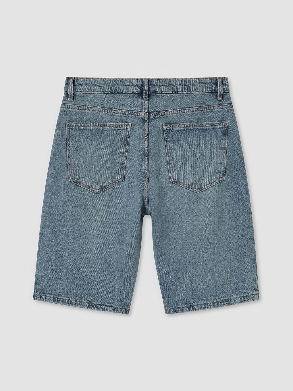 İndigo Standart Kalıp Erkek Jean Şort-1