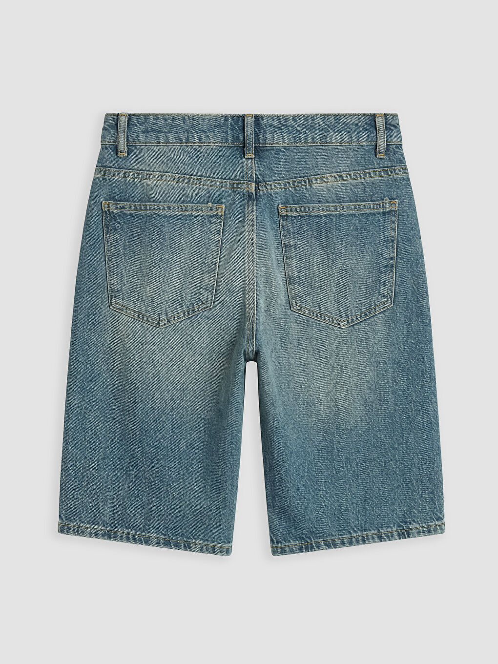 Yeşil Regular Fit Erkek Jean Şort-1