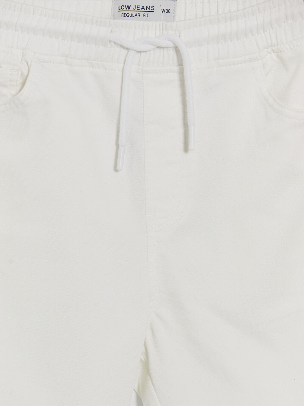 Beyaz Standart Kalıp Erkek Jean Şort-2