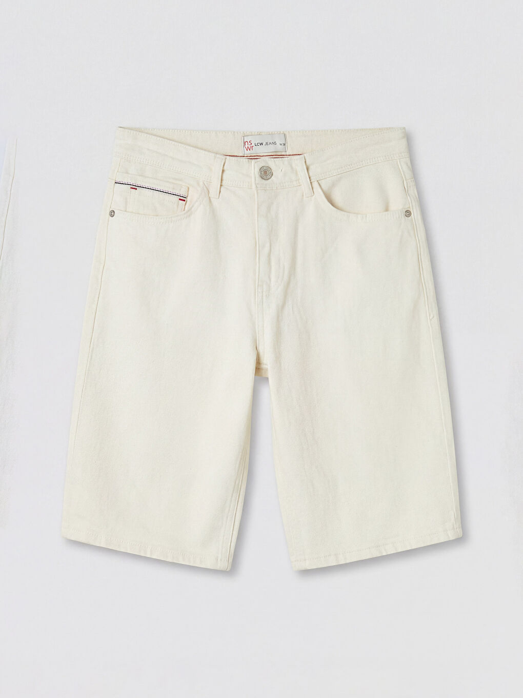 Ekru Slim Fit Erkek Jean Şort