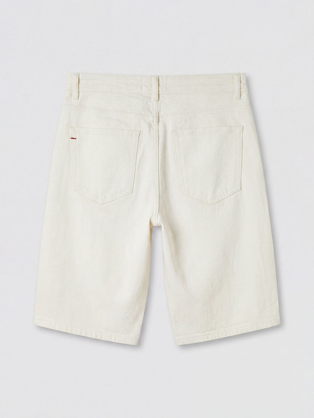 Ekru Slim Fit Erkek Jean Şort-1