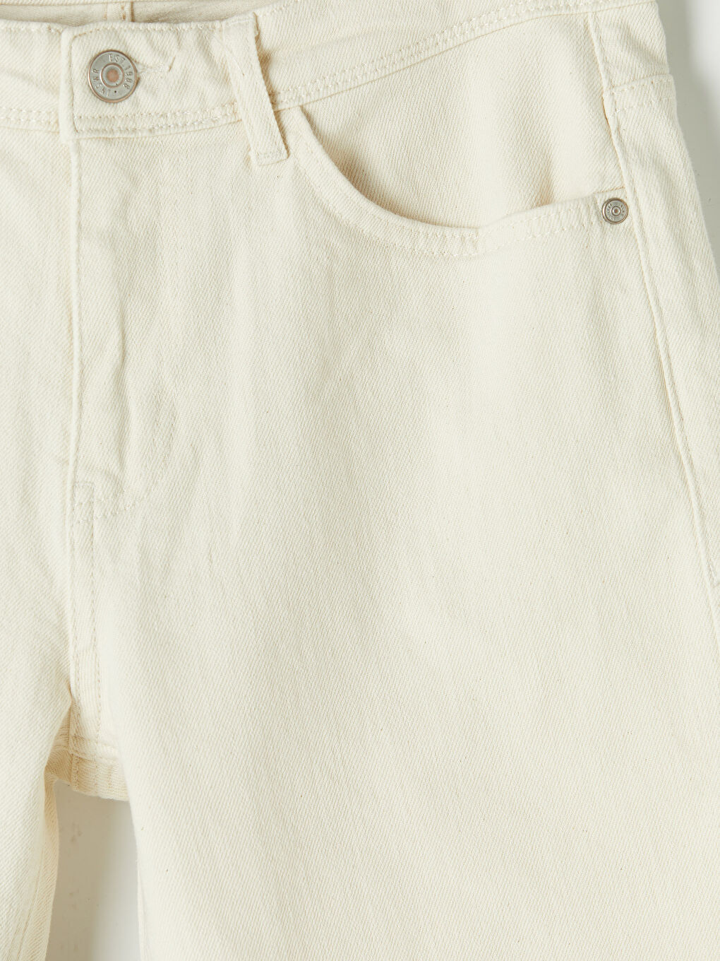 Ekru Slim Fit Erkek Jean Şort-2