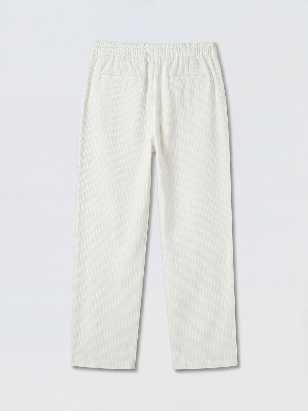 Beyaz Regular Fit Dokulu Erkek Pantolon-1