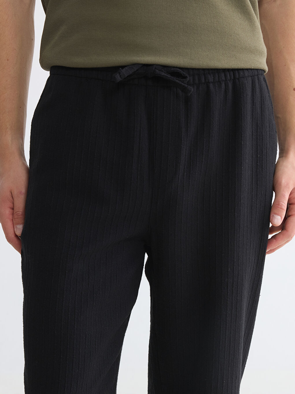 Regular Fit Textured Men's Trousers-2