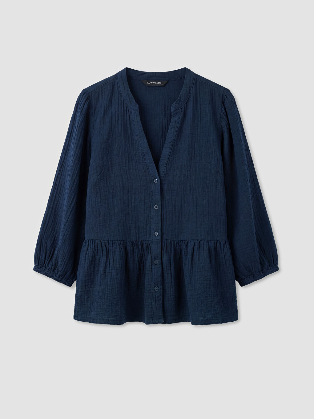 Notch Neck Jean Blouse-4