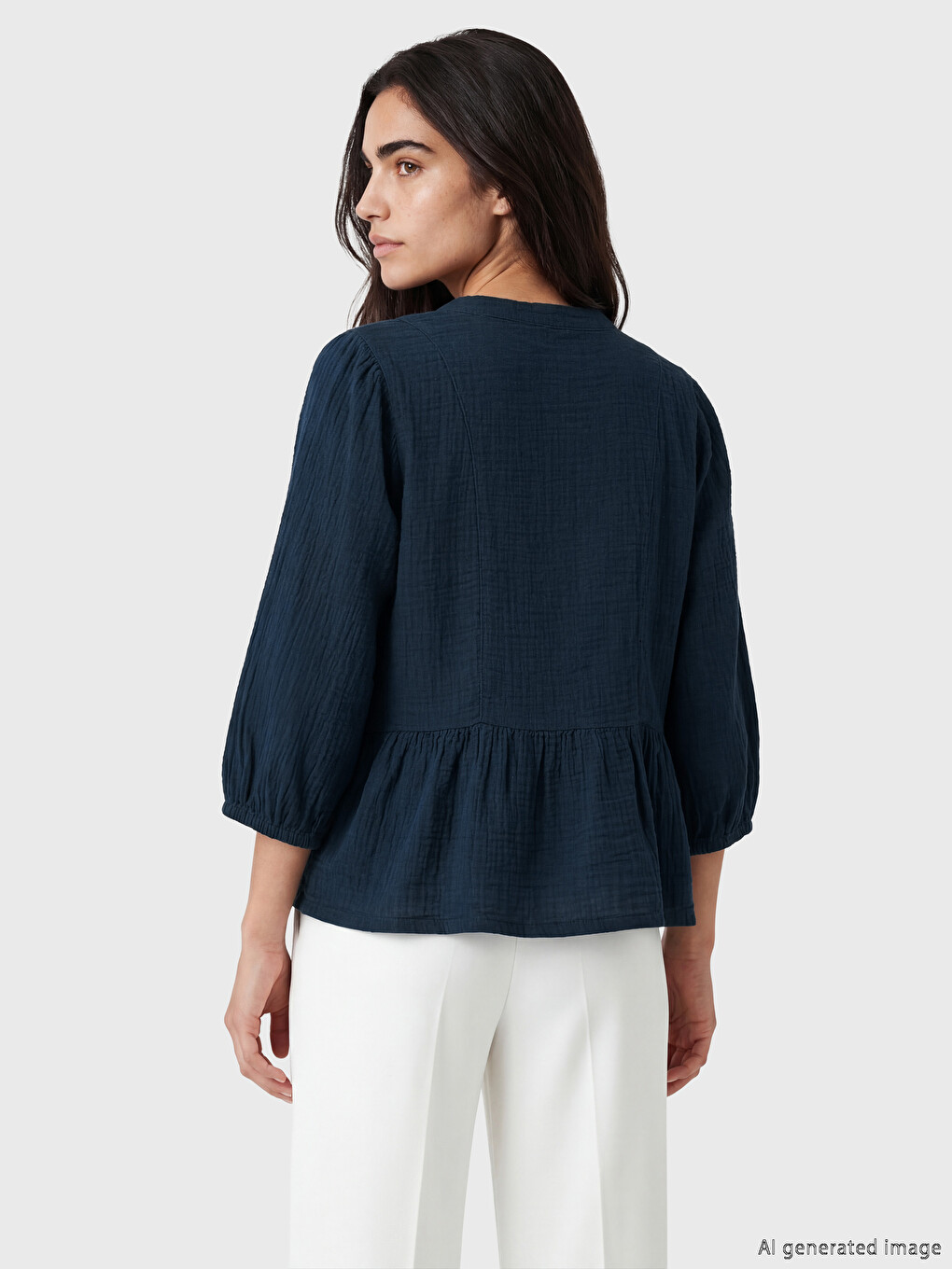 Notch Neck Jean Blouse-3