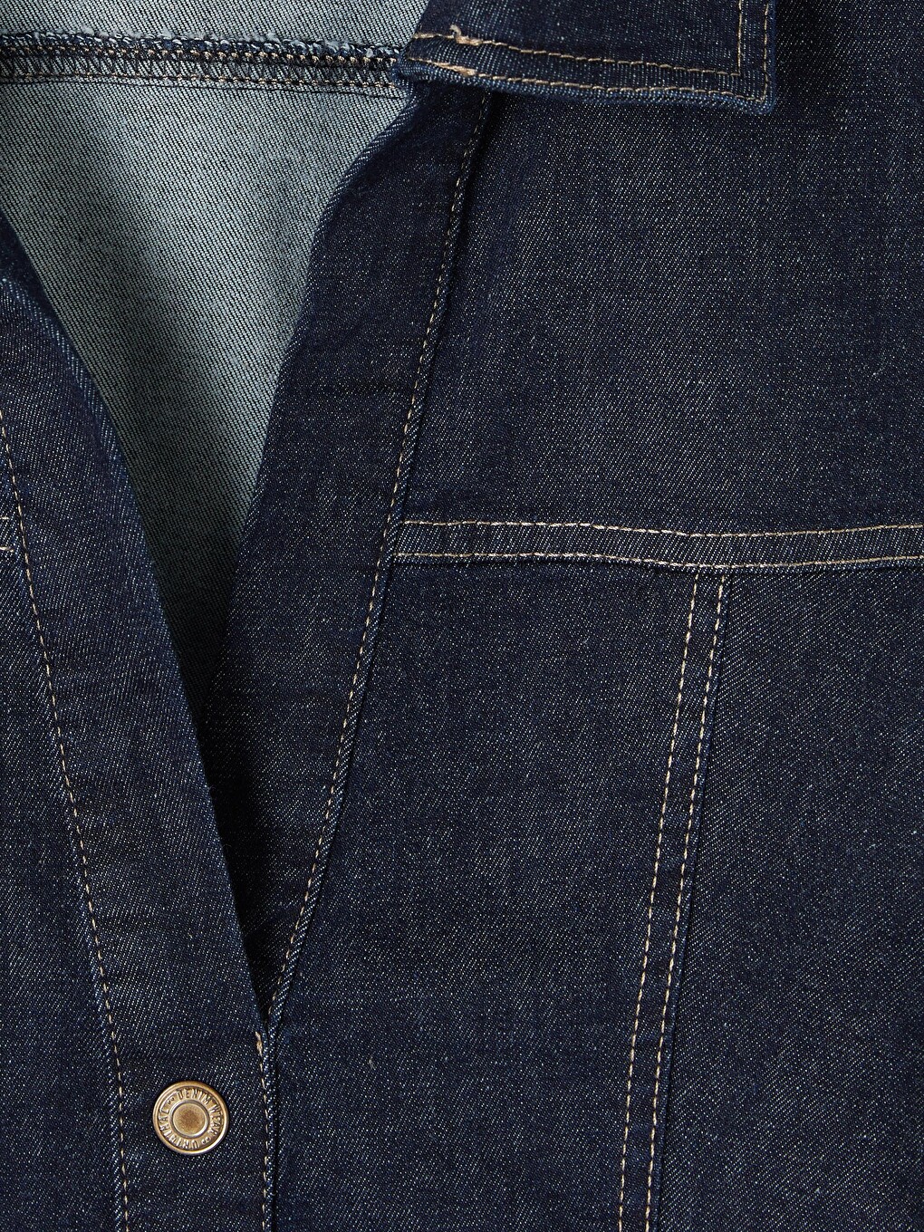 İndigo Gömlek Yaka A Kesim Mini Jean Elbise-1