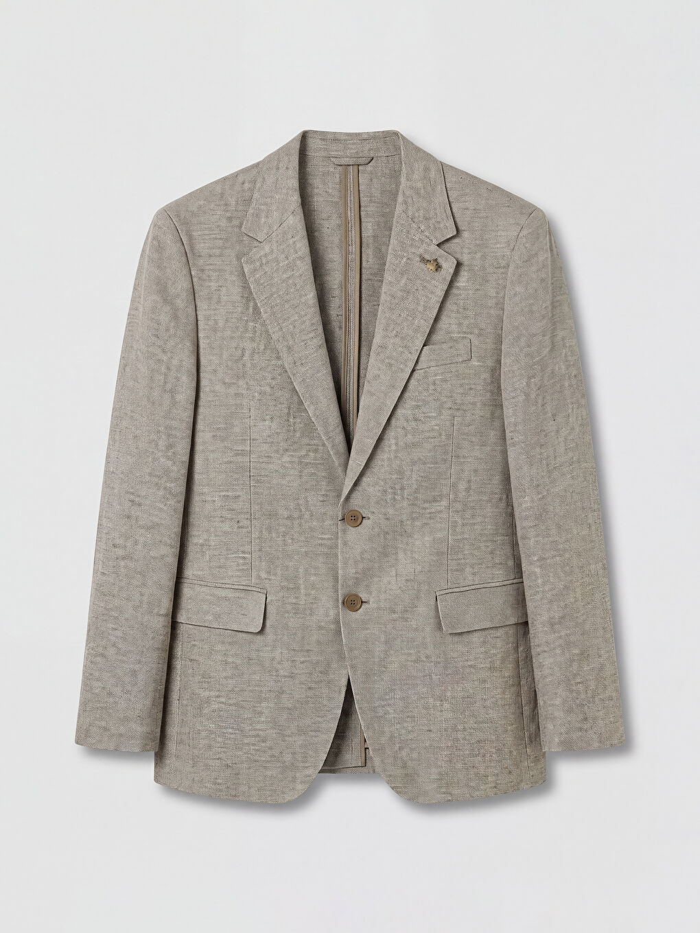 Kahverengi Regular Fit Keten Karışımlı Erkek Blazer Ceket