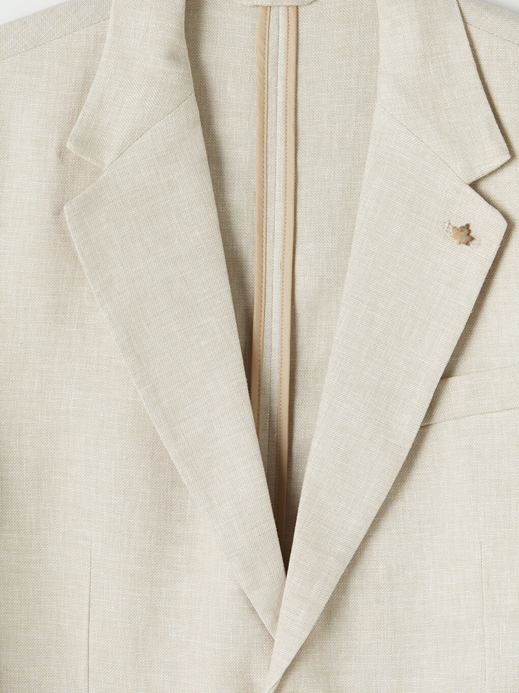 Bej Regular Fit Keten Karışımlı Erkek Blazer Ceket-2