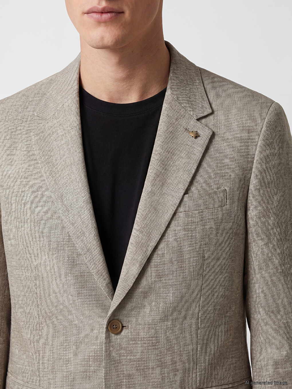 Kahverengi Regular Fit Keten Karışımlı Erkek Blazer Ceket-2