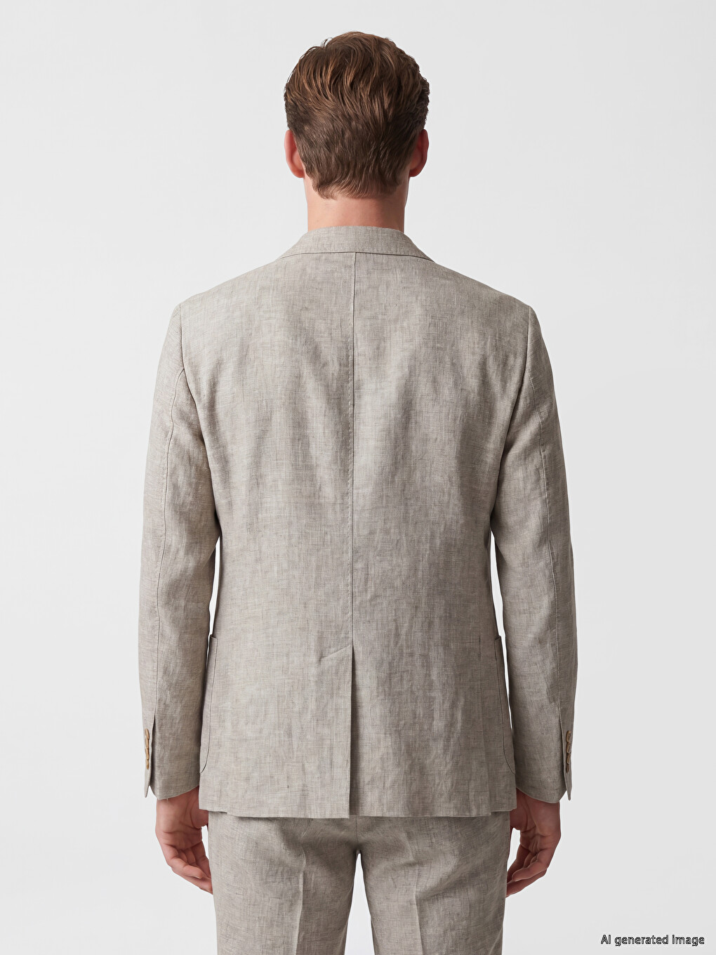Kahverengi Regular Fit Keten Karışımlı Erkek Blazer Ceket-3