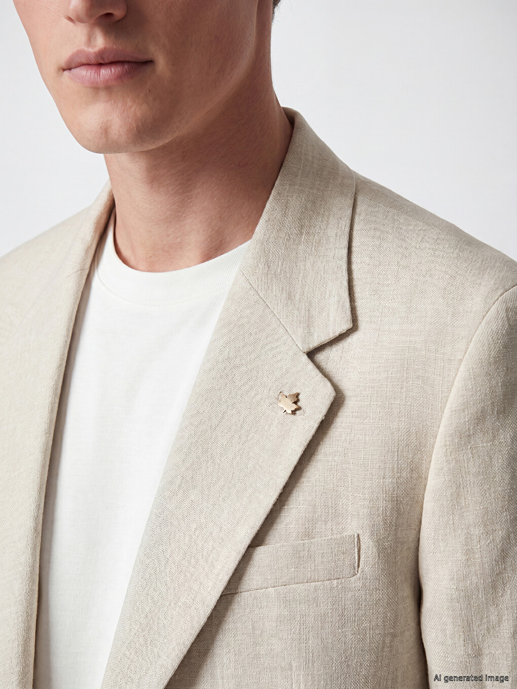 Bej Regular Fit Keten Karışımlı Erkek Blazer Ceket-2