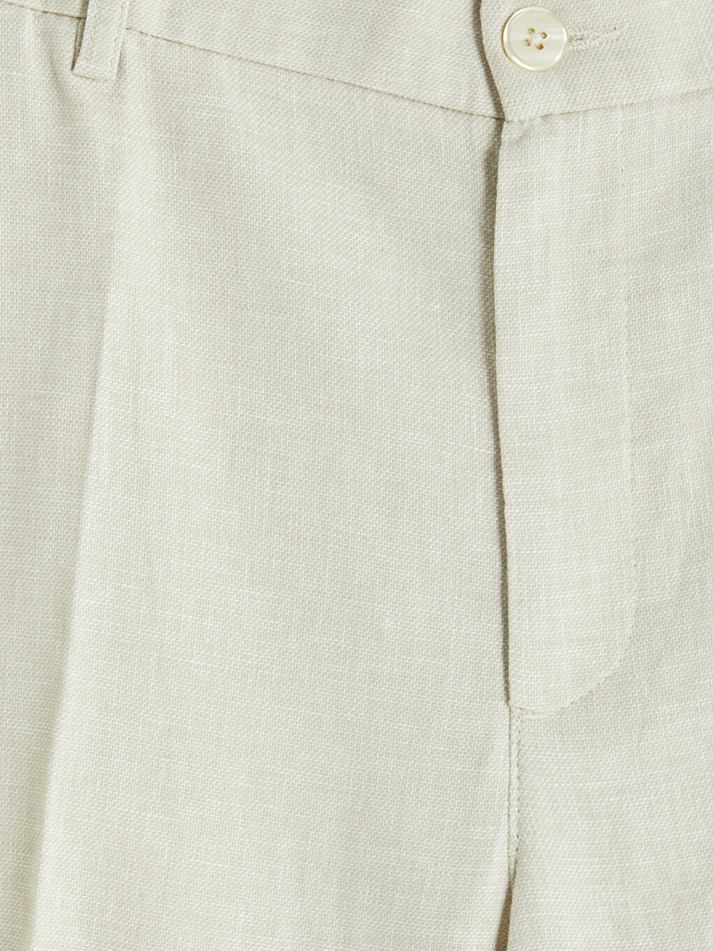 Bej Regular Fit Keten Karışımlı Erkek Pantolon-2
