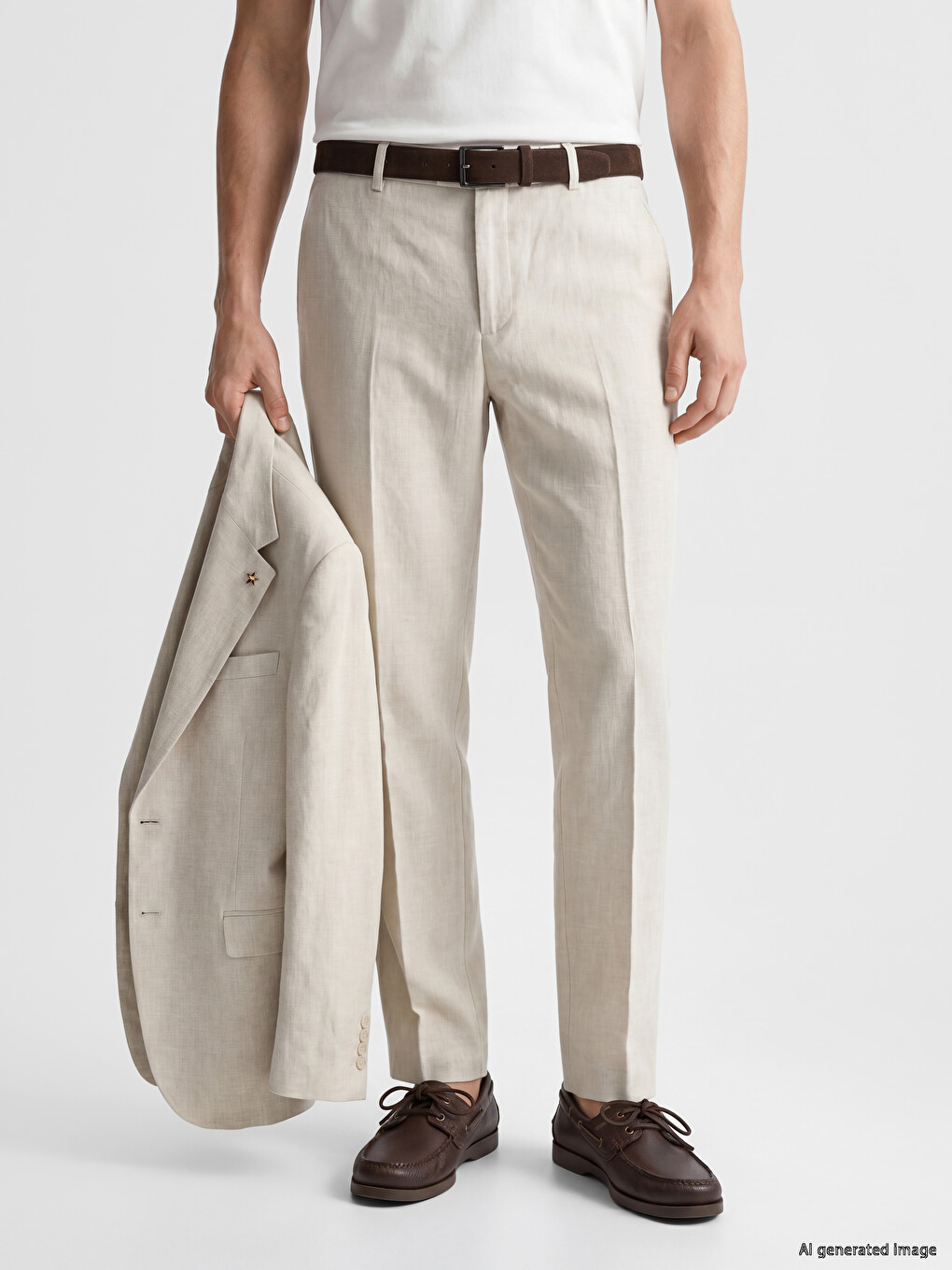 Regular Fit Linen Blend Men's Trousers-1
