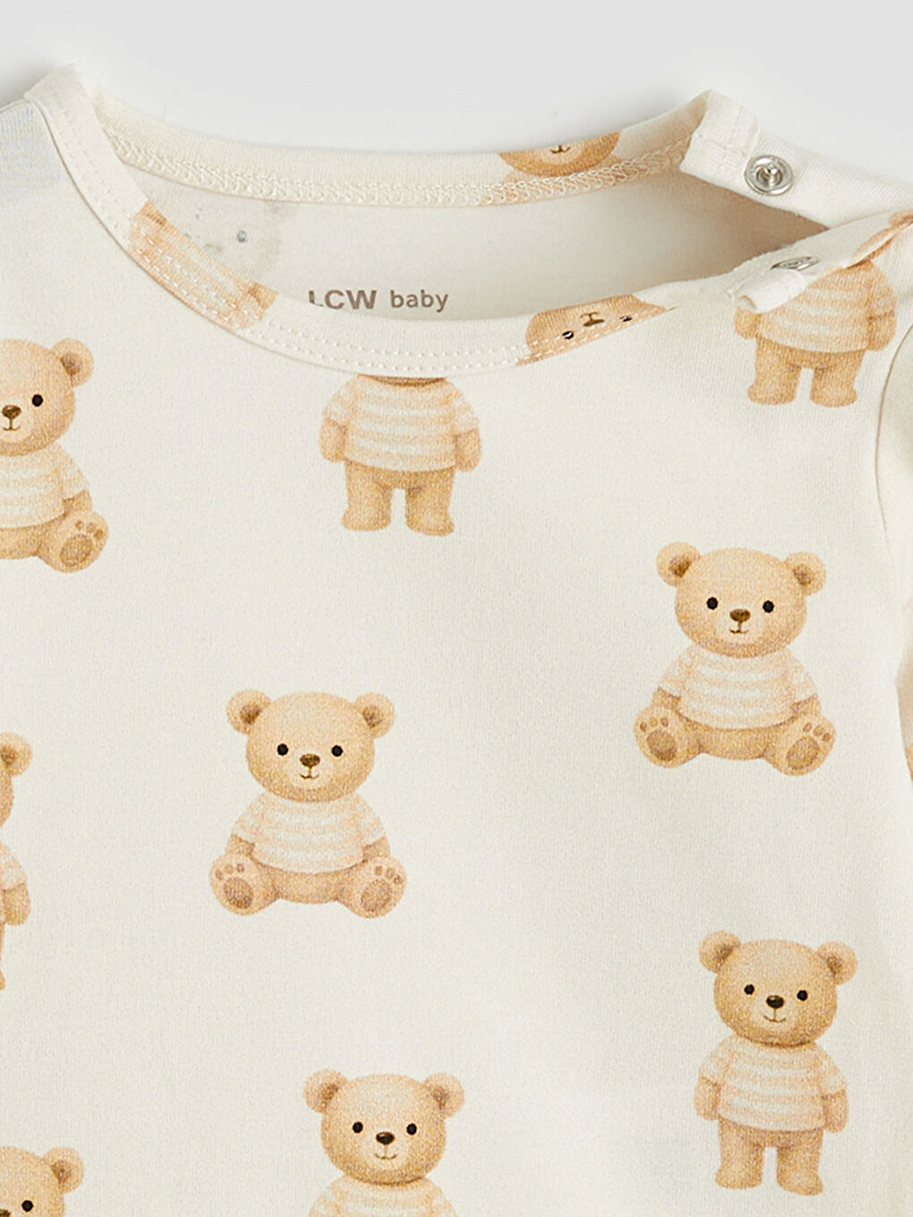 Bej Baskılı Erkek Bebek Çıtçıtlı Body ve Tayt-3