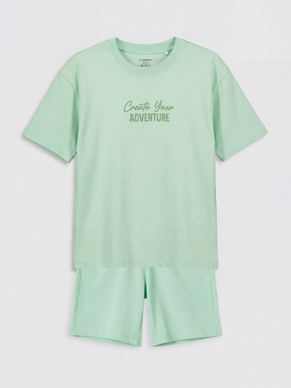 Yeşil Baskılı Erkek Çocuk Şortlu Takım