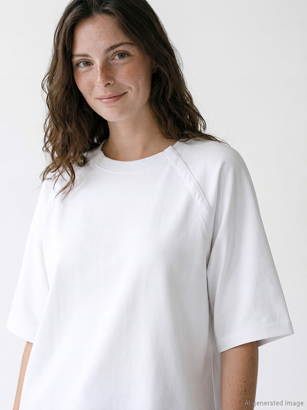 Beyaz Kolay Giyilebilir Omuzdan Çıtçıtlı Kadın Tişört