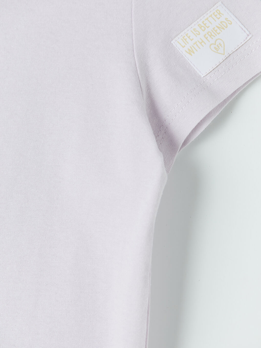 Lila Bisiklet Yaka Kısa Kollu Kız Çocuk Tişört-2