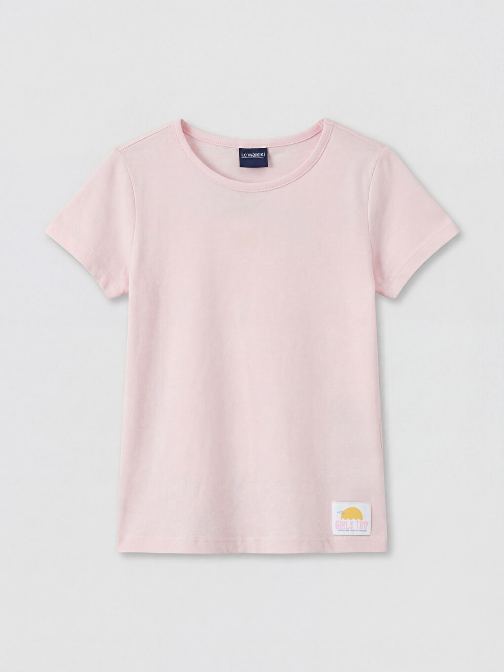 Pembe Bisiklet Yaka Kısa Kollu Kız Çocuk Tişört