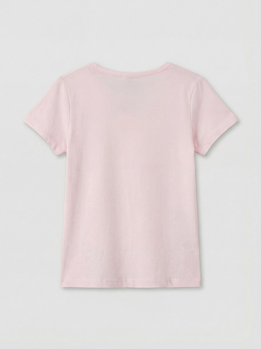 Pembe Bisiklet Yaka Kısa Kollu Kız Çocuk Tişört-1