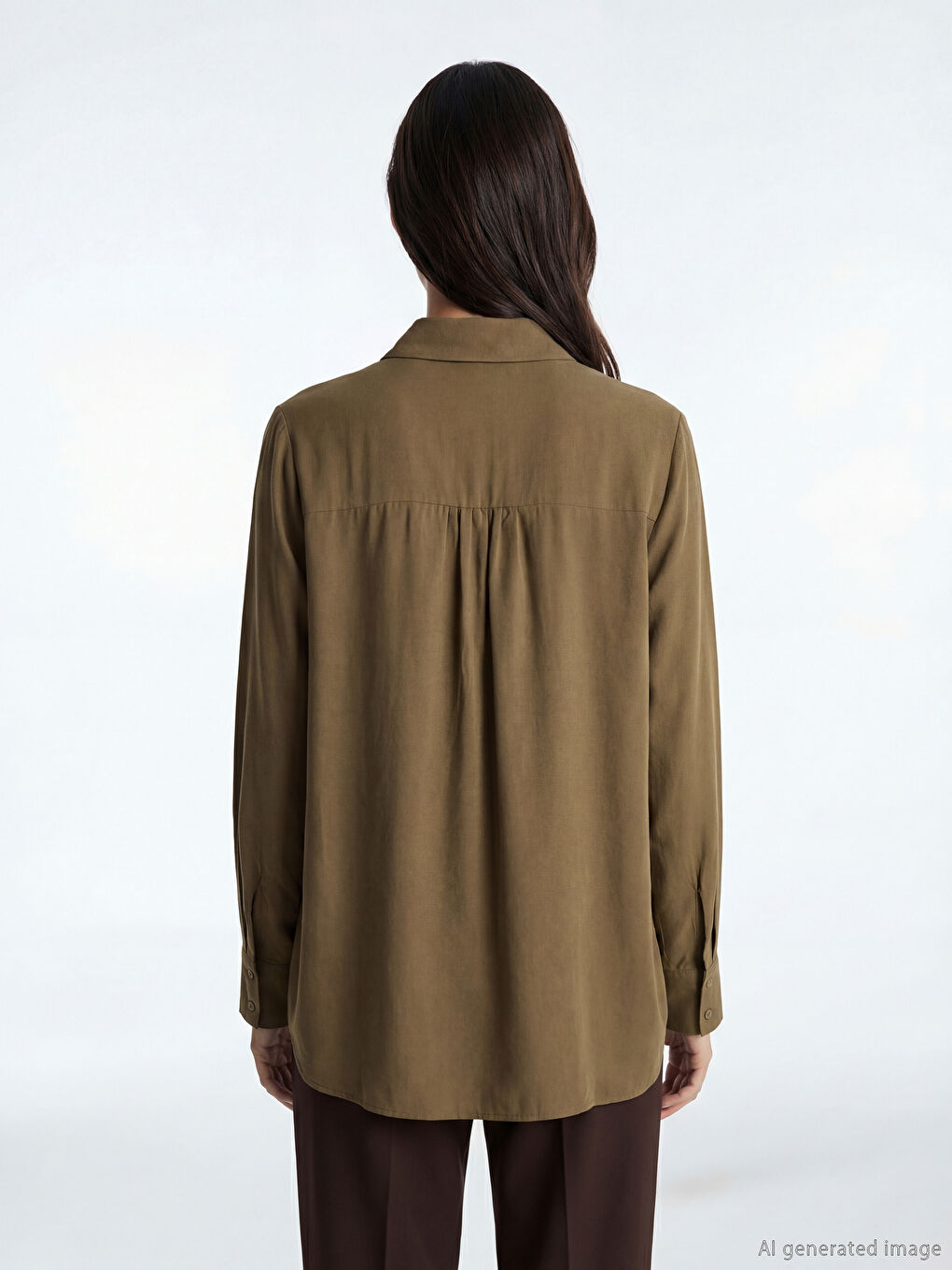 Tie Neck Oversize Ruched Blouse-3