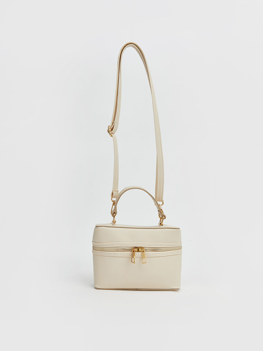 Bej Deri Görünümlü Kadın Omuz Çantası