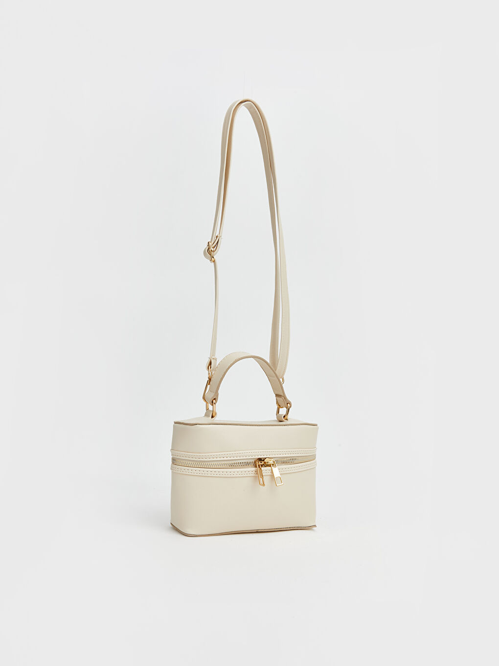 Bej Deri Görünümlü Kadın Omuz Çantası-1