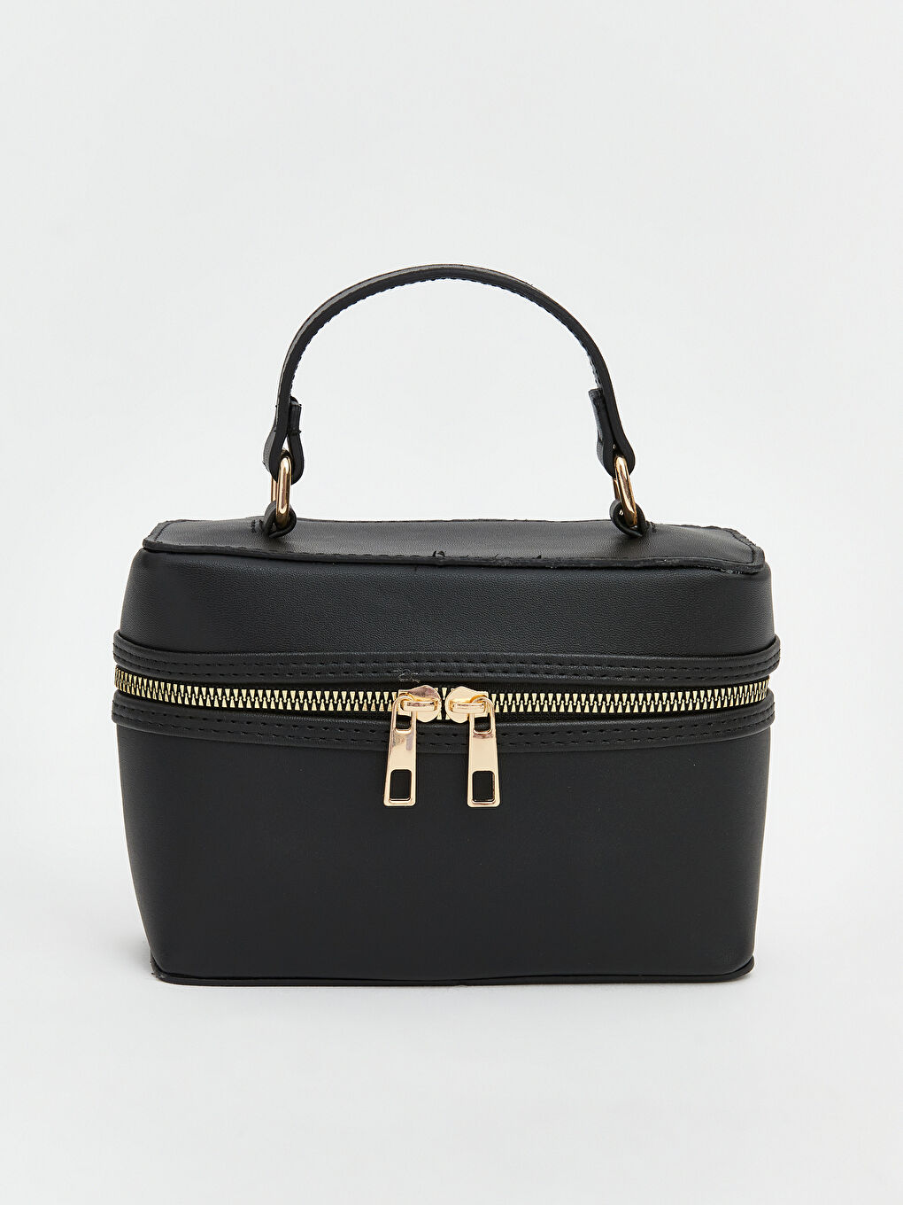 Siyah Deri Görünümlü Kadın Omuz Çantası-2