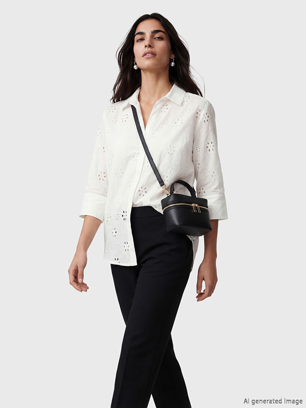 Siyah Deri Görünümlü Kadın Omuz Çantası