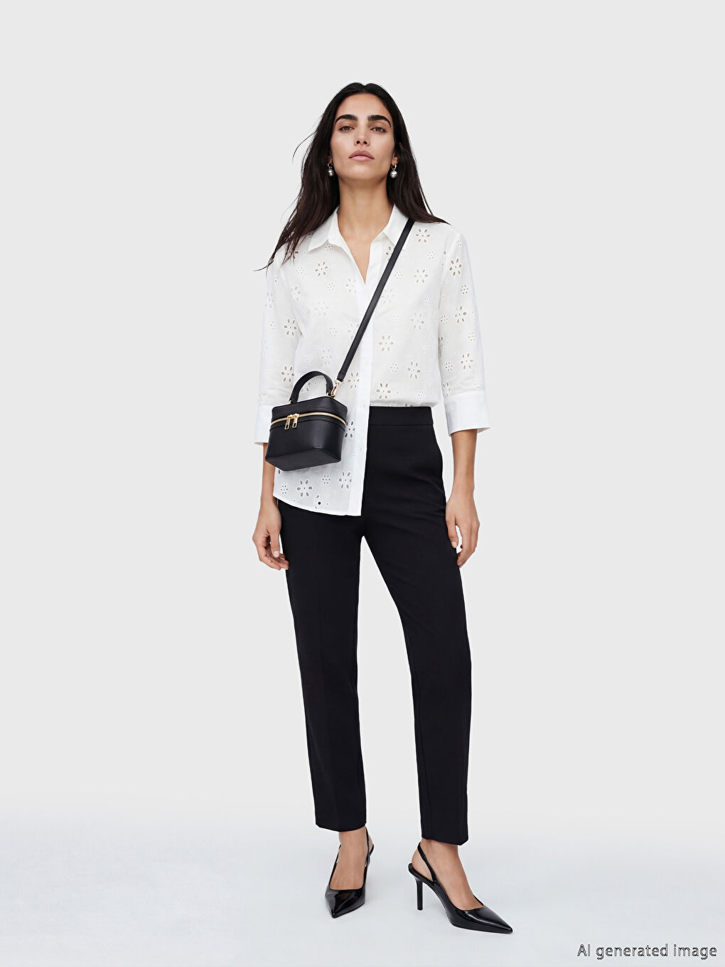 Siyah Deri Görünümlü Kadın Omuz Çantası-1