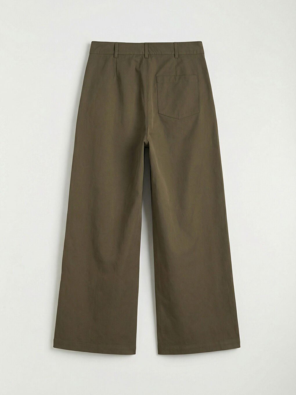 Haki Loose Fit Geniş Paça Kadın Pantolon-5