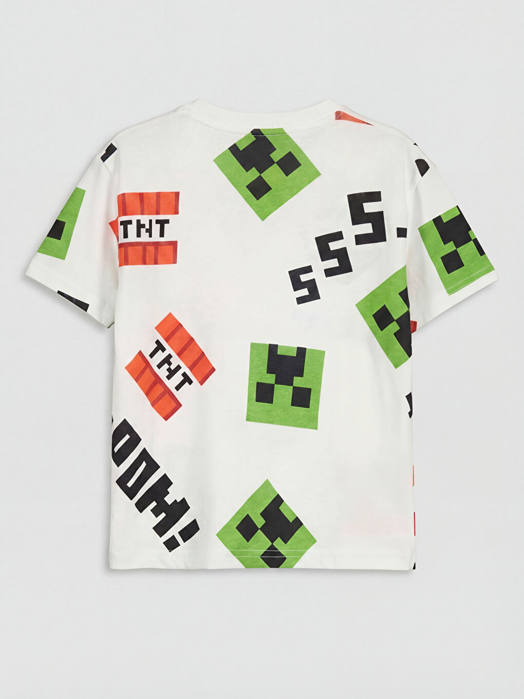 Beyaz Minecraft Baskılı Erkek Çocuk Tişört-1